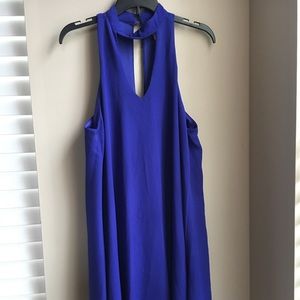 Juniors Mock Neck Royal Blue Flare Dress